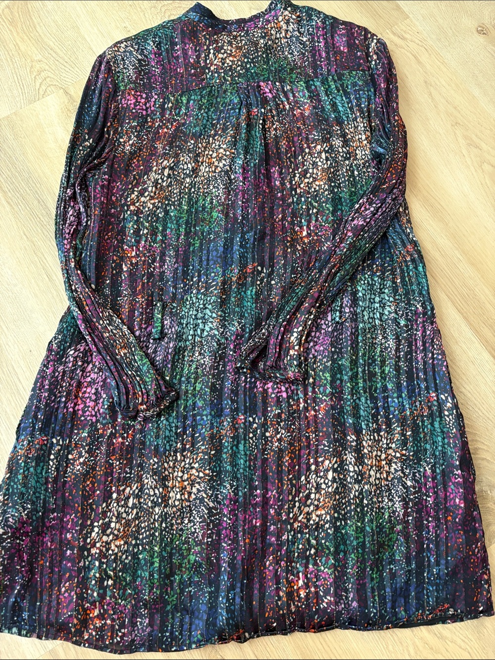 Reiss Isla Lurex Metallic Pleated Shift Mini Dress size 10 - Picture 8 of 9